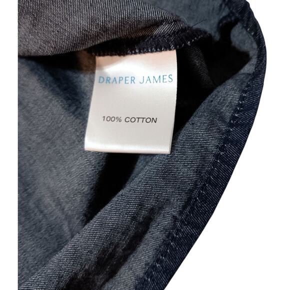 $118 NEW DRAPER JAMES Chambray Denim Peasant Top Blouse 1X Ruffle Boho Feminine - Picture 8 of 12